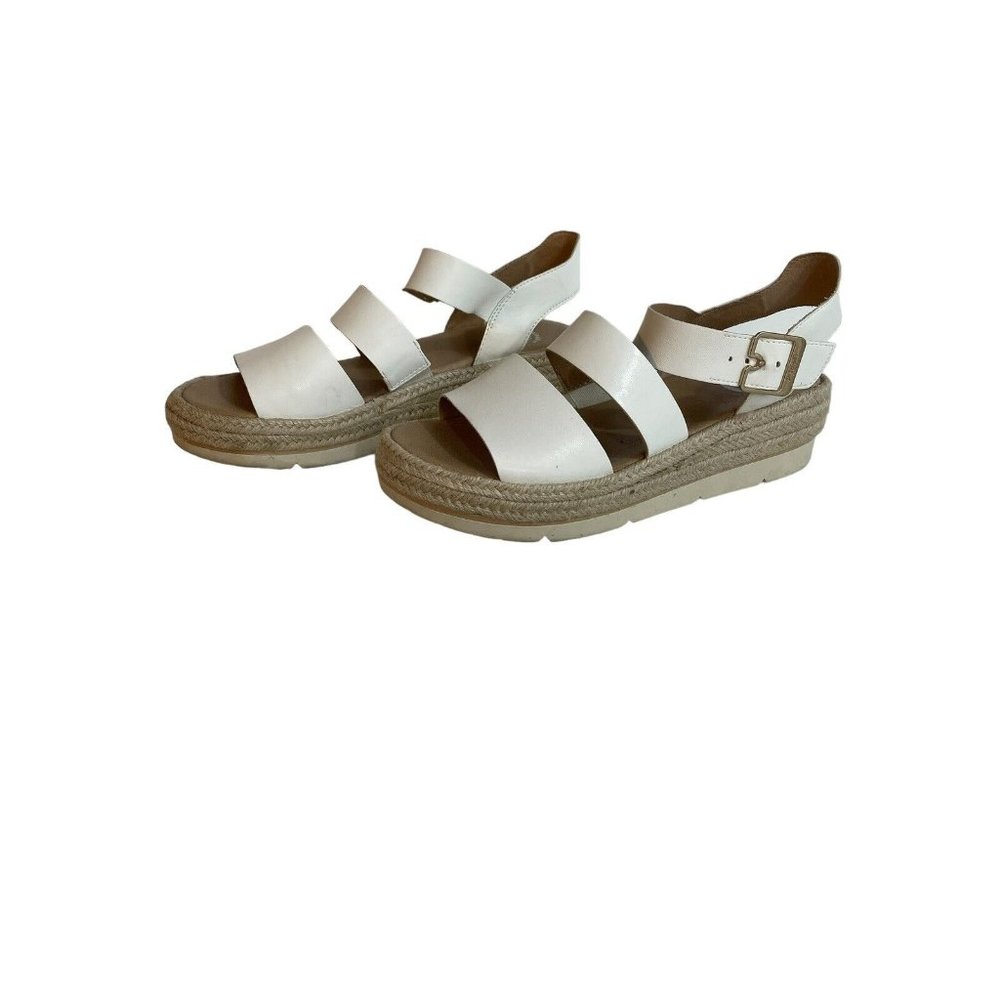 Dr. Scholl Women 9.5M Once Twice White Faux Leather Platform Espadrille Sandal - Picture 2 of 12